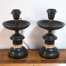 Paire de Cassolettes en Marbre Noir Électrifiées Pied de Lampe XIXème