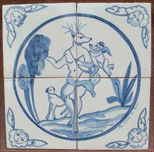 Metamorphosis of Acteon Azulejo Tiles Guedes de Melos 