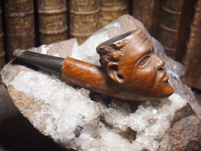 PIPE BRULE GUEULE  EN BRUYERE SCULPTEE  MOTIF "  tete homme frisé       "