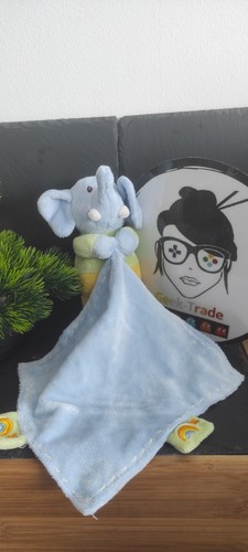 Doudou elephant bleu vert - bleu,