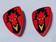 PLAYMOBIL X2 BOUCLIERS DRAGON ROUGE CHEVALIER MÉDIÉVAL CHEVALIERS MÉDIÉVAUX B...