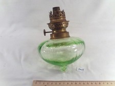 6ancien réservoir ou toupie en verre vert de lampe à pétrole Ø 12,6 cm (DH68)