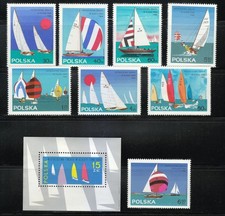 Pologne MNH 1965 Mi 1587-1594+Block 36 Sc 1324-1332 Finn Class Yachts **