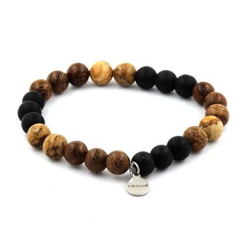 Bracelet perles jaspe paysage - bracelet,