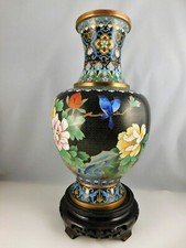 CLOISONNE VASE BRONZE EMAUX CHINE CHINOIS ASIATIQUE JAPONAIS EXTREME ORIENT ASIE