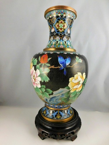 Cloisonne vase bronze emaux - cloisonne,