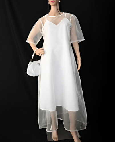 Femme long blanc organza - femme,