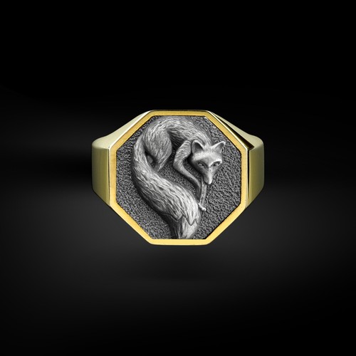 Bague chevalière homme - , renard