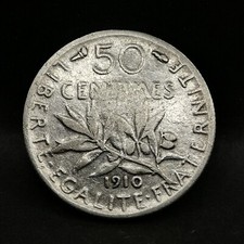 50 CENTIMES SEMEUSE ARGENT 1910 / FRANCE SILVER / (Réf. 24/07/04)