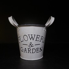 N24.199 vase récipient jardinière Flowers Garden métal zinc gris déco vintage
