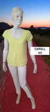 Caroll Taille 40  haut top tee shirt manches courtes jaune femme coton