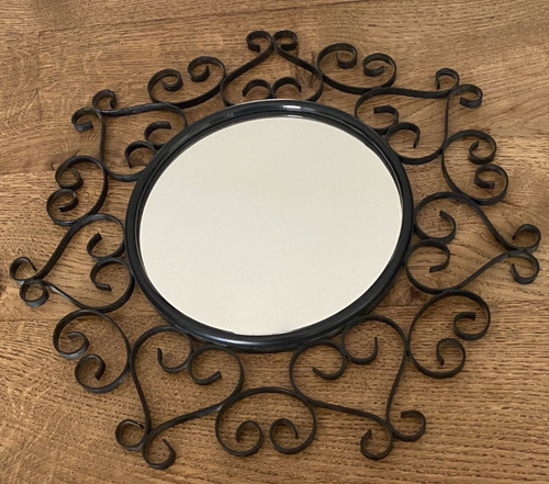 Miroir soleil fleur fer - miroir,