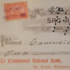 Vintage 1898 Bank Check - Sac