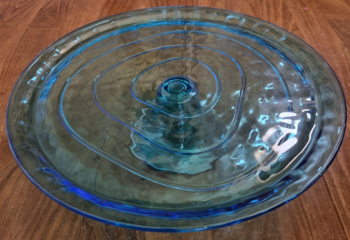 Plat gâteau verre bleu - gâteau,
