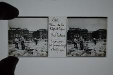 Lille "Pl. République travaux électrification" - plaque de verre positif stéréo
