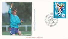 L12 - ENVELOPPE 1ER JOUR FRANCE - FOOTBALL - JOIE DU BUTTEUR  - 1997 .