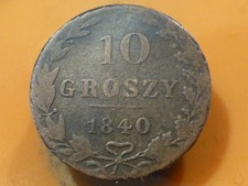 POLOGNE - 10 GROSZY - 1840 - RARE & BELLE QUALITE TB++/TTB !