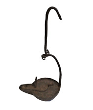 Ancienne Lampe à Huile de Mineur en fer forgé, France milieu du XIXe ou avant