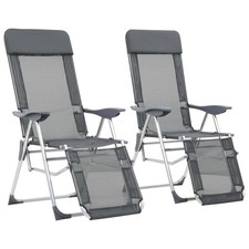 Lot de 2 Chaises de Camping Pliantes et Repose-pieds Sièges Textilène vidaXL