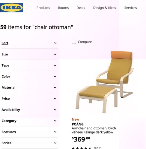 Ikea poang armchair - +, ottoman