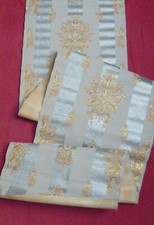 Papier peint ancien - Bouquets Or bandes argentées - Art décoratif vers 1930 -