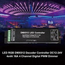 RGB DMX512 Decoder Controller DC12-24V 4x4A 16A 4 Channel Digital PWM Dimmer
