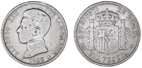 Peseta argent 1 - 1, /