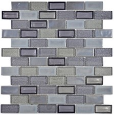 Mosaïque carreau brique céramique verre vieille gris mur 83IC-0229_f |10 plaques