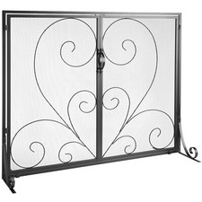 VEVOR Pare-feu de Cheminée Grillage en Fer 2 Panneaux 99x80,2 cm Noir Vintage