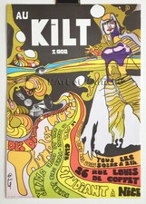 KILT 2000 CLUB Thunder Music. Affiche originale 60's Vintage poster, Psychedelic