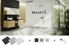 Bac de Douche Très Plat Baignoire en Acrylique Set Vidange Receveur Lisse Gris