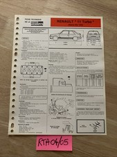 Fiche technique automobile Renault 11 R11 Turbo après mai 85 édition 1985 RTA