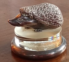Ancien Presse Papier Hérisson Niglo Métal Argenté Ercuis Hedgehog Paperweight
