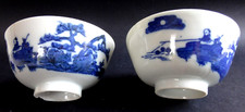 2 bols porcelaine chine blanc bleu Old chinese bowl porcelain mark XIX