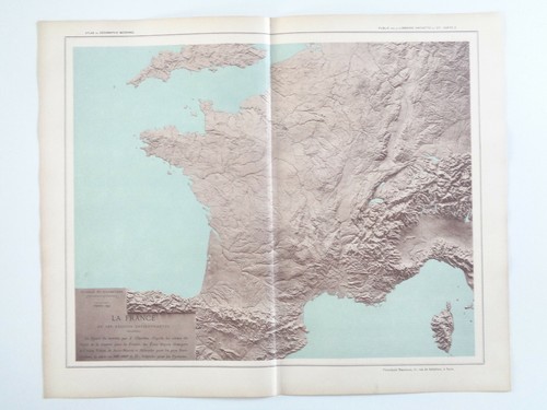 France relief carte - relief, ancienne