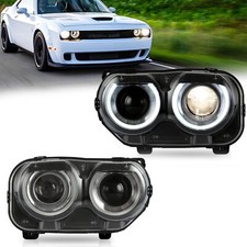 VLAND Phares LED ronds à double faisceau pour Dodge Challenger 15-19 séquentiel