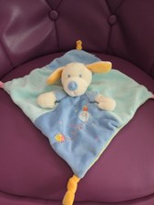 doudou plat chien bleu dessous rayé Mots d'enfants Occasion bon état