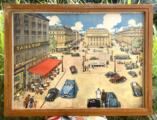 superbe ancienne affiche scolaire rossignol renault simca terril charbon 