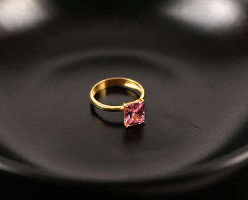 Bague radiante tourmaline - , rose
