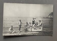 CARTE PHOTO ancienne Hommes torse nu barque mer gay Shirtless men Hombre Uomo