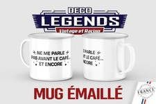 Mug émaillé Café citation humoristique , Tasse déco bureau thé cadeau vintage