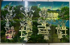 Lot de 4 Tableaux laque nacre coquillages Vietnam
