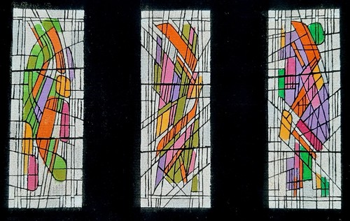 Gouache sur papier vitrail - gouache,