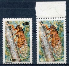 FRANCE YVERT 1946b " RED CICADA VARIETY WITHOUT INSCRIPTIONS " MNH XF SIGNED R6B