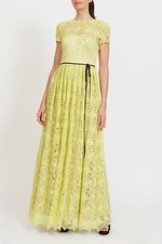 ML Monique Lhuillier Dentelle Robe Manches Courtes (Taille 2)