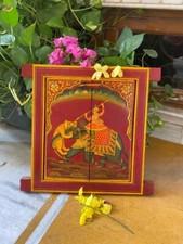 Antique en Bois Métal Ajusté Mural Décor Fenêtre Panneau Original Fine Main