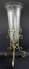 Superbe vase cornet cristal gravé centre de table crystal vase XIX