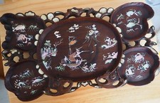 Plateau Bois Nacre Art Nouveau