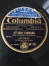 78 RPM LEN FILLIS - Guitare Hawaïenne -At your command - COLUMBIA DF 792