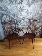 PAIRE FAUTEUIL ERCOL GOLDSMITH BOIS-WINDSOR-VINTAGE-DESIGN 60-70-scandinave